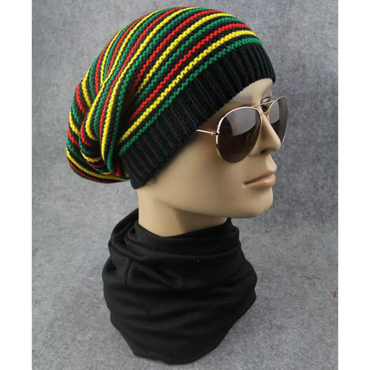 Bonnet à rayures arc-en-ciel pour hommes et femmes, couvre-chef Hip Hop Bob Marley, jamaïcain Rasta Reggae
