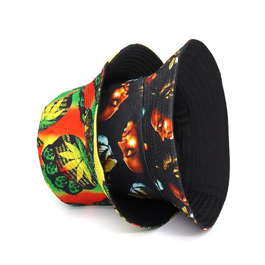 Chapeau de plage réversible double face pour hommes et femmes, chapeau Jamaica, imprimé Bob Marley, nouveau