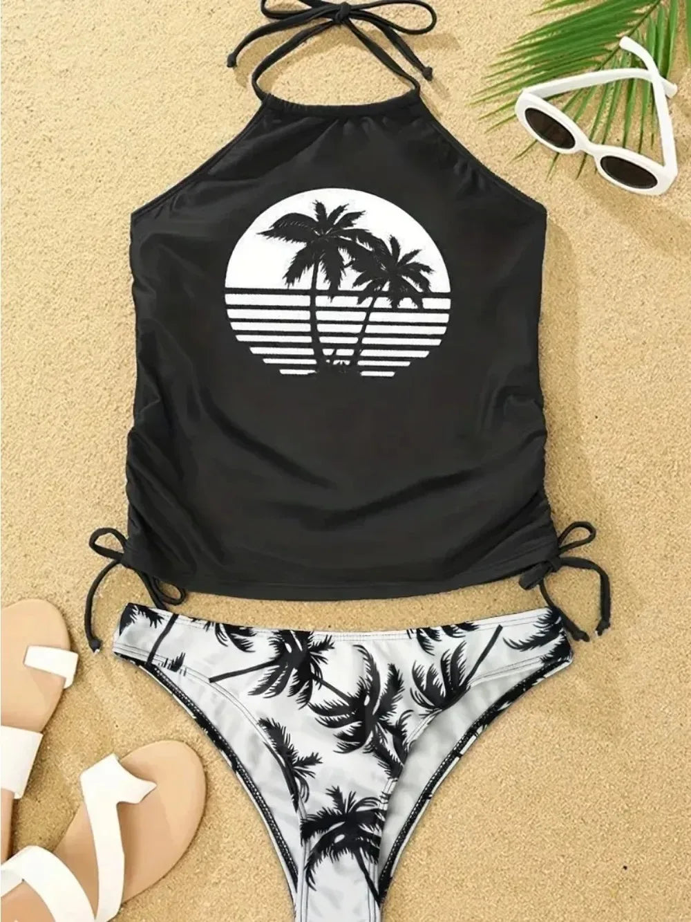 maillots de bain imprimé Tankini , ensemble noué , dos nu